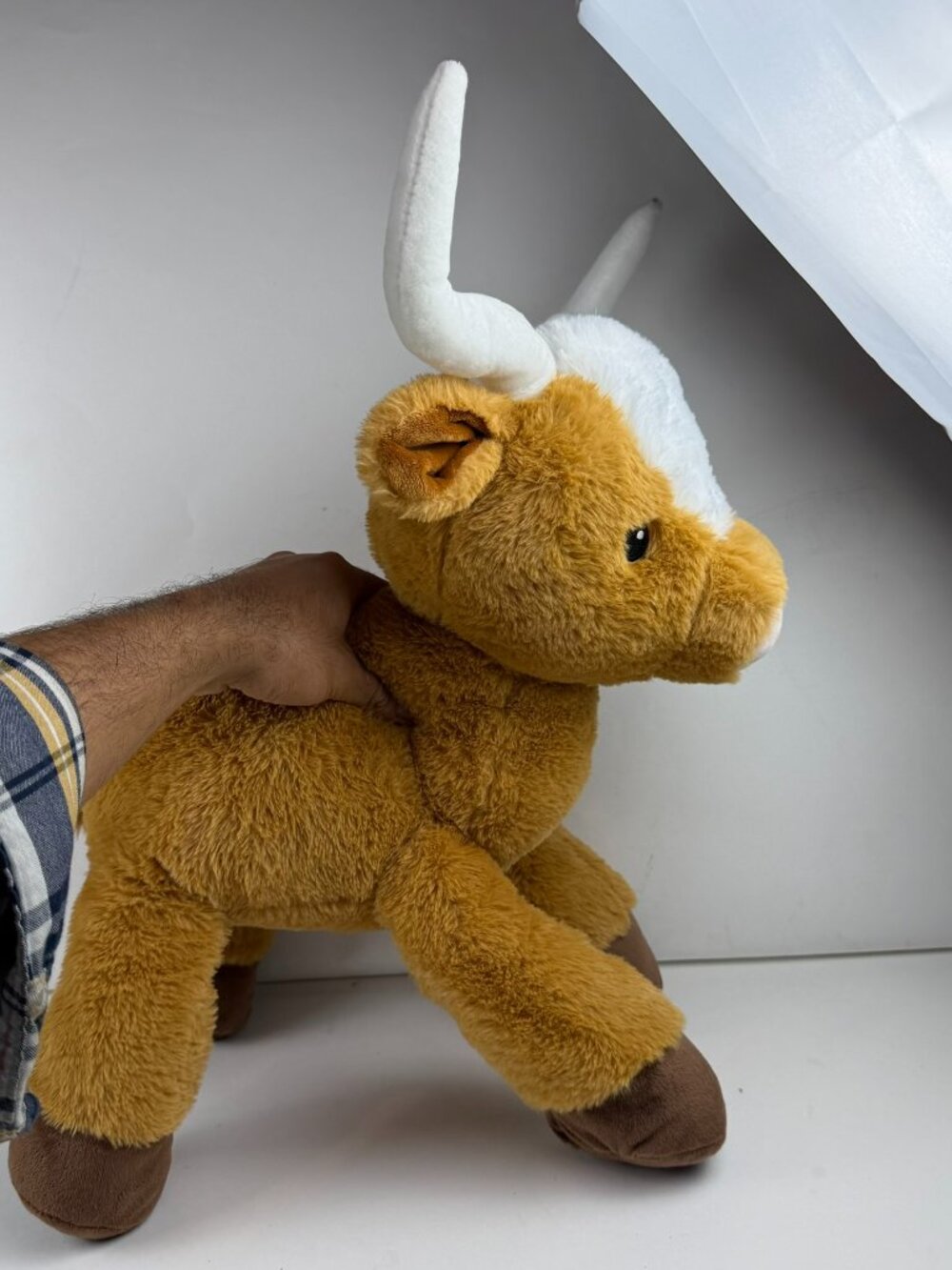 Fiesta Texas Longhorn Steer Bull Plush Stuffed Animal Tan Brown Laydown 18"